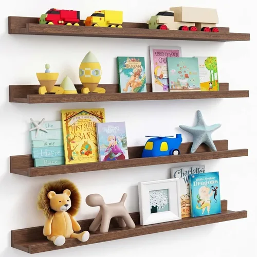 Miniatura 16 de Forbena Estante de repisa negra para fotos, estantes flotantes con borde para pared, estantes de pared pequeños para baño, dormitorio, cocina