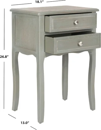 Miniatura 3 de SAFAVIEH Muebles - Mesa auxiliar Lori con 2 cajones, color gris ceniza, madera maciza, diseño clásico de granja, ideal para sala de estar, entrada