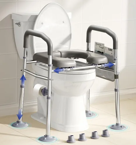 Bluelog Elevadores de asiento de inodoro para personas mayores, asiento de inodoro elevado ajustable de 6 pulgadas de ancho y 7 pulgadas de altura
