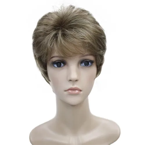 Miniatura 10 de Wiginway corto rizado pelucas sintéticas con flequillo pelo premium natural moda pelucas para señora mujeres #101