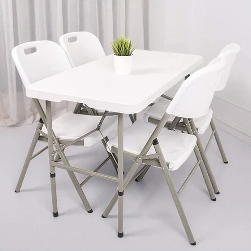 Miniatura 2 de Mesa de picnic de 4 pies, mesa plegable portátil plegable por la mitad, mesa de picnic de plástico para fiestas, comedor y campamento con asa