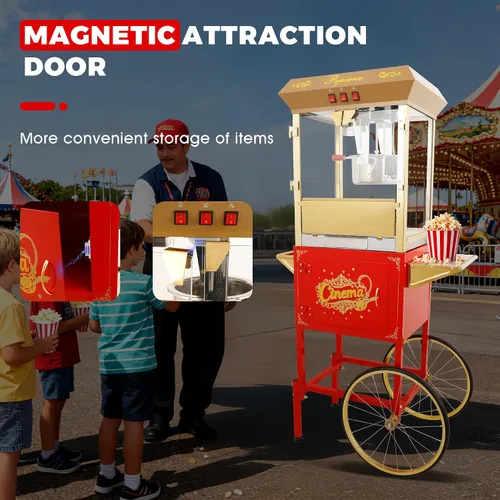 Miniatura 4 de Máquina de carrito de palomitas de maíz de 16 onzas sobre ruedas, máquina de palomitas de maíz de 850 W para 64 tazas de palomitas de maíz por lote
