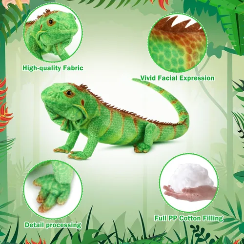 Miniatura 3 de Syhood Animales de peluche de lagarto de 37.4 pulgadas de felpa realista, lagarto de felpa suave, regalo para amantes de los animales, cumpleaños