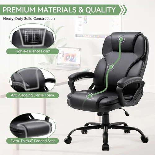 Miniatura 4 de Silla de oficina ergonómica con respaldo alto, cómoda silla de escritorio, silla de oficina ejecutiva ajustable para oficina en casa, silla de Negro