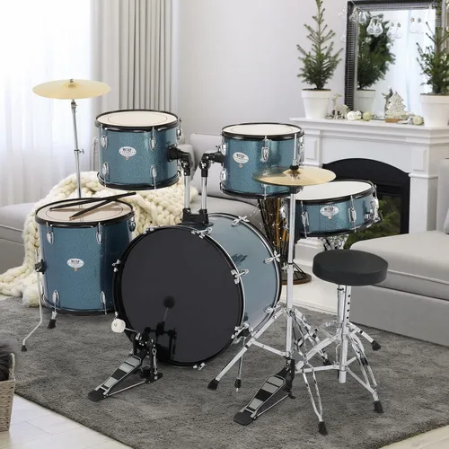 Miniatura 7 de Ktaxon Juego de batería para adultos de 22 pulgadas, kit de batería completo de 5 piezas con soportes de platillos, soporte de hi-hat, baquetas, Azul