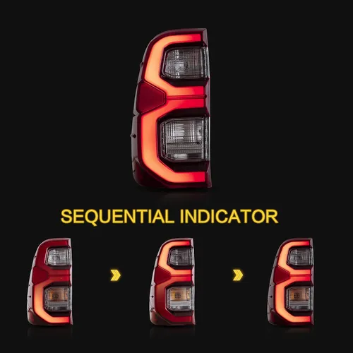 Miniatura 3 de VLAND Conjunto de luces traseras para Toyota Hilux 2015-2020 Base, Chasis, Doble Cab, SR, DLX (no para Tonka), lámpara trasera con DRL, señal