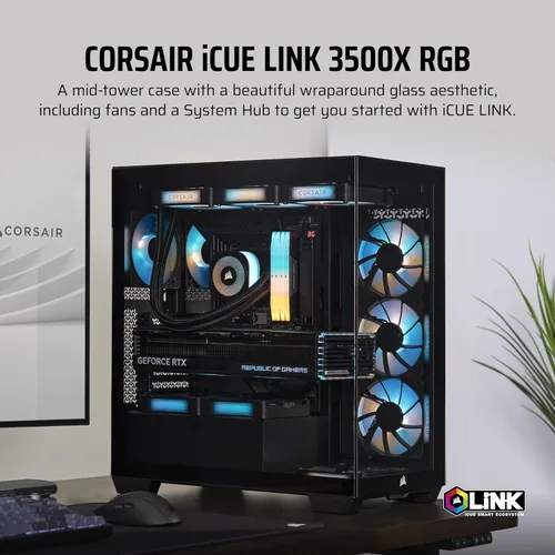Miniatura 9 de CORSAIR iCUE Link 3500X RGB Mid-Tower ATX Carcasa para PC – Vidrio Templado Panorámico – Compatible con Placa Base de Conexión Inversa – 3X Negro