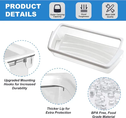 Miniatura 3 de Paquete de 2 estantes mejorados W10321304 de repuesto para puerta de refrigerador compatibles con contenedor de puerta de refrigerador Whirlpool