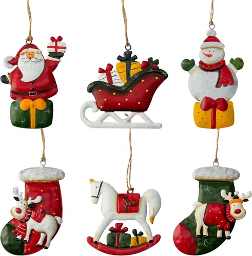 Miniatura 2 de Crafjie Adornos de árbol de Navidad de ángel pintado en metal, doble cara, juego de 4 para decoración de árbol de Navidad, adornos colgantes