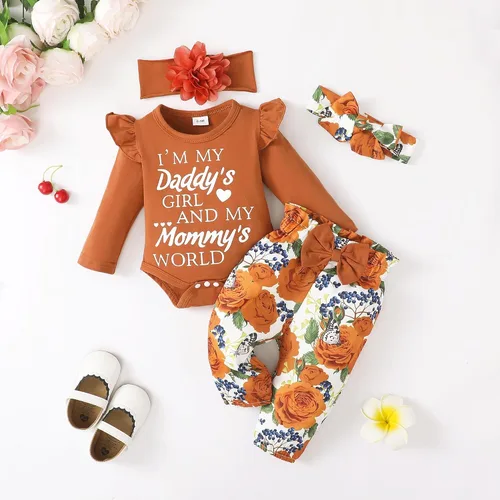 Miniatura 102 de SUNNY PIGGY Ropa para bebé recién nacida, con volantes, mameluco de algodón floral, conjunto de pantalones de algodón para niñas