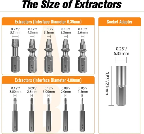 Miniatura 4 de Nuovoware Juego de extractor de tornillos dañados, 22 piezas, kit de extractor de tornillos pelados fácil de quitar, juego de removedor de tornillos