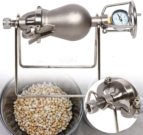 Miniatura 3 de Máquina tradicional de palomitas de maíz a la antigua, mini manivela de acero inoxidable, amplificador de comida de cañón de mano, máquina