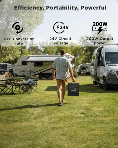 Miniatura 2 de LVYUAN Panel solar portátil de 300W, panel solar plegable de tamaño almohada 20V IP64 impermeable, eficiencia mejorada del 23% para estación
