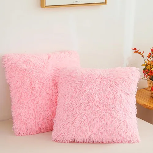 Miniatura 15 de Besfunny Juego de 2 fundas de almohada de pelo sintético negro, mullidas y peludas para decoración de dormitorio, fundas de almohada negras suaves