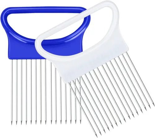 2 soportes de cebolla Ruooson para rebanar, puntas de acero inoxidable, cortador de verduras, peine, peine, peine, cortador de verduras, ablandador