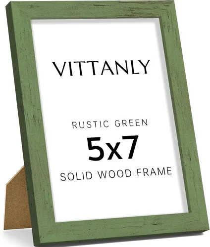Miniatura 40 de Vittanly - Marco de fotos de 4 x 6 pulgadas de madera maciza con plexiglás, incluye paspartú de 3,5 x 5, para colgar en la pared o poner sobre una