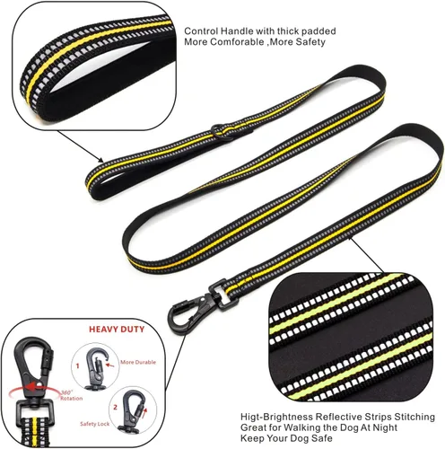 Miniatura 2 de Arnés para perro sin tirones con un juego de correa fuerte de 5 pies, chaleco ajustable, clip frontal reflectante resistente con mango de fácil