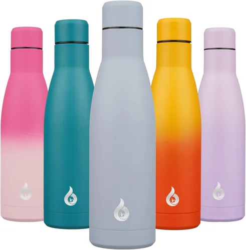 BJPKPK Botella de Agua Aislada 17oz Botellas de Agua de Acero Inoxidable Apta para Lavavajillas Metal Térmica Mantiene Frío y Caliente, Gris Niebla
