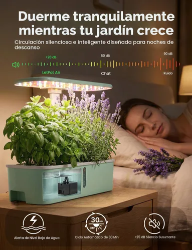 Miniatura 6 de Kits de Sistema de Cultivo Hidropónico LetPot LPH-Air, Jardín Interior Inteligente Controlado por APP y WiFi con Luz de Crecimiento Ajustable de 24W