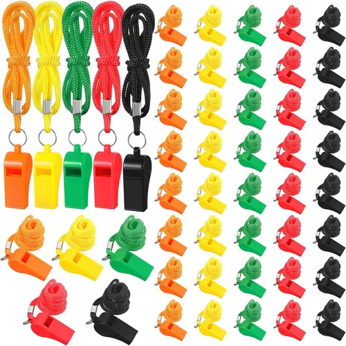 Miniatura 18 de Honoson Silbato para adultos con cordón de seguridad de plástico silbato de emergencia de supervivencia fuerte para salvavidas entrenadores Azul