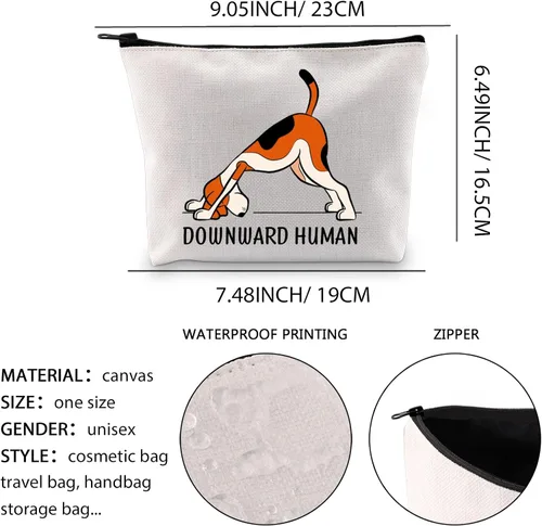 Miniatura 2 de XYANFA Bolsa de maquillaje de yoga hacia abajo para amantes de la yoga humana, regalo para amantes de los perros, regalo para yoga, niña, mamá
