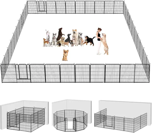 Miniatura 11 de Corralito para perros, 32 pulgadas, 10 paneles cerca para perros de exterior, corral para perros de interior antióxido, corral para mascotas