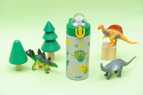 Miniatura 13 de Zak Designs Sage Kids - Botella de agua para la escuela, viajes o en casa, botella de agua de acero inoxidable de 14 onzas con pajilla, asa y tapa