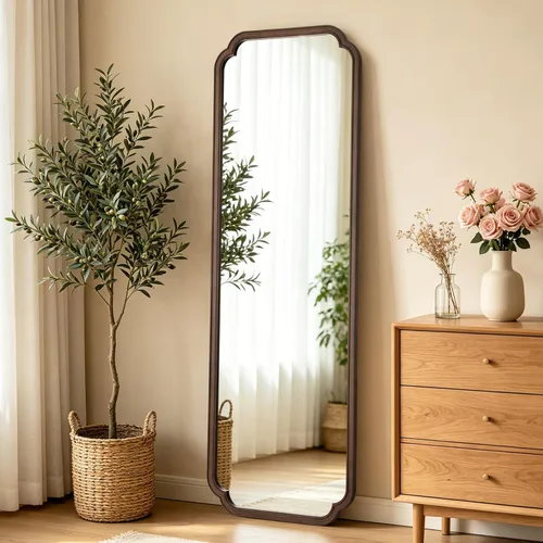 Miniatura 26 de WallBeyond Espejo de longitud completa para montar en la pared, 65 x 22 pulgadas, espejo de suelo con marco de madera rústica, espejo grande
