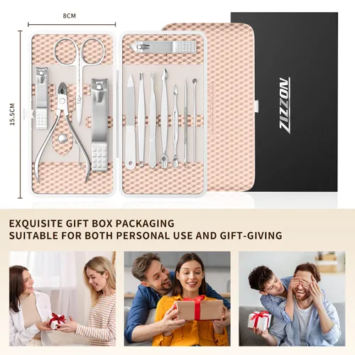 Miniatura 7 de ZIZZON Kit profesional de cuidado de uñas conjunto de manicura y arreglo personal con estuche de viaje (oro rosa)