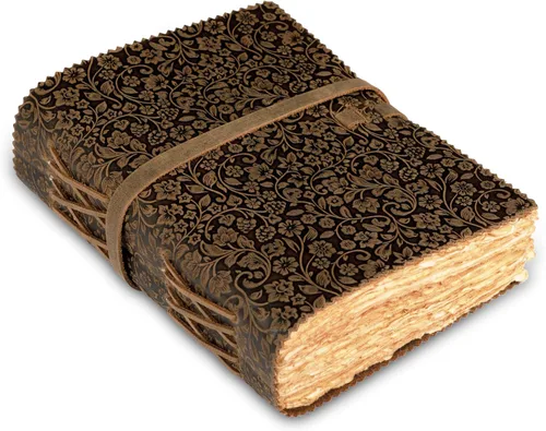 Miniatura 12 de LEATHER VILLAGE Diario floral en relieve encuadernado en cuero para mujeres y hombres, 200 páginas, 8 x 6 pulgadas (A5), aguamarina, libro