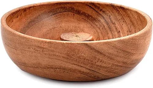 Miniatura 2 de Samhita Soporte redondo de madera de acacia, quemador de incienso, para cenizas y adorno de aromaterapia para decoración del hogar
