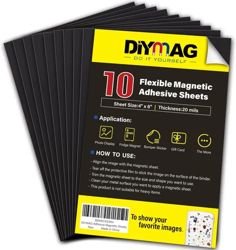 Miniatura 2 de DIYMAG Hojas adhesivas magnéticas, imanes redondos, cinta magnética flexible con adhesivo para manualidades, fotos y almacenamiento de troqueles