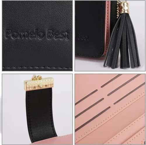 Miniatura 5 de Carteras RFID para mujer con múltiples ranuras para tarjetas y compartimento para celular, billetera para mujer, Negro, Classic