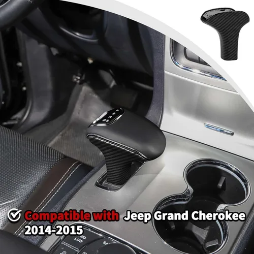 Miniatura 3 de JWWY Cubiertas para perillas de cambio Compatible con accesorios para Jeep Grand Cherokee 2014-2015 2 piezas Fibra de carbono