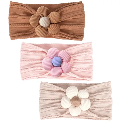 Miniatura 8 de MIUXUESO 3 Piezas Diademas de Flores para Bebé Diademas de Nylon para Niñas Bebé Diademas Suaves Accesorios para el Cabello para Recién Nacidos