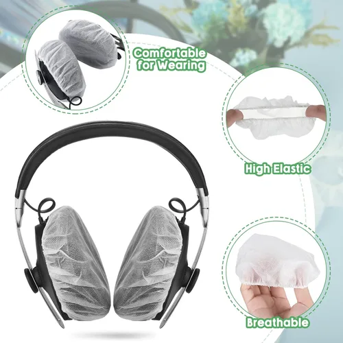 Miniatura 3 de Tatuo 500 fundas desechables para auriculares a granel, no tejidas, sanitarias, no tejidas, para auriculares, color blanco, 4.3 pulgadas/4.3 in