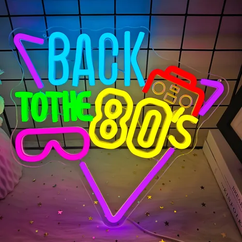 Miniatura 2 de Letrero de neón "Back To The 80's" para decoración de pared, letreros de neón LED para decoración de fiesta, letrero de luz de neón, decoración