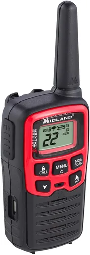 Miniatura 2 de Midland T31VP - Walkie Talkie FRS de 22 canales, radio bidireccional de hasta 26 millas, color rojo/negro (paquete de 6)
