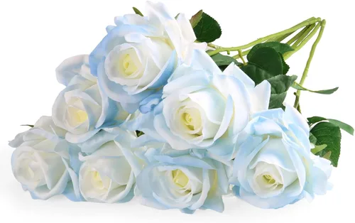 Miniatura 18 de Eyamumo 7 rosas artificiales, flores artificiales de seda sintética, flores falsas de tacto real, decoración de bricolaje para bodas, fiestas