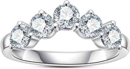 Anillos de eternidad de moissanita, anillos de boda, color D, claridad VVS1, redondo, corte brillante, plata de ley 925, 56 piedras, anillos de