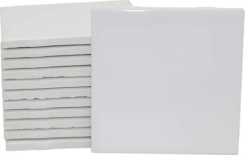 Creative Hobbies Paquete de 12 azulejos de cerámica esmaltados de color blanco brillante para pintura con tinta de alcohol, decoración, arte y