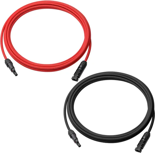 Miniatura 2 de Cable de extensión solar de 6 pies 10 AWG con conector hembra y macho, kit de adaptador de cable de panel solar (6 pies rojo + 6 pies negro)