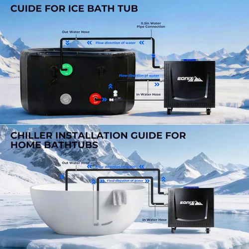 Miniatura 8 de EONIX Enfriador de inmersión en frío de 1/3 HP, enfriador de agua de baño de hielo para bañeras frías, filtro y bomba integrados, bomba sumergible