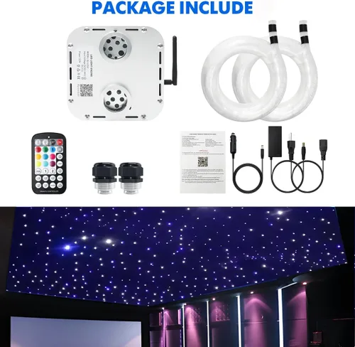 Miniatura 7 de AMKI Kit de techo de fibra óptica Starlight de alto brillo de 32 W, 1800 unidades, 0.03 pulgadas, 16.4 pies, RGBW activado por sonido, aplicación
