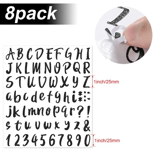 Miniatura 2 de 576 piezas de 8 hojas de calcomanías de letras de graduación, letras de vinilo autoadhesivas, calcomanías de números del alfabeto, calcomanías
