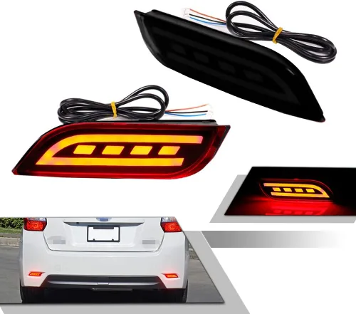 Miniatura 10 de Lente roja LED parachoques trasero reflector luz niebla cola lámpara de freno compatible con Subaru 2008-2014 WRX/STI, 08-up Impreza, 13 en adelante