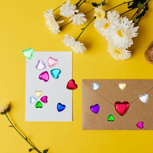 Miniatura 6 de 436 calcomanías de diamantes de imitación de corazón, gemas de corazón acrílicas, calcomanías de cristal de espalda plana para cuerpo, maquillaje