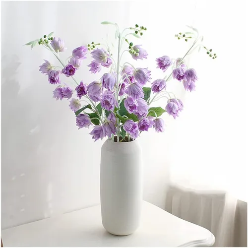 Miniatura 8 de XZJMY 3 piezas de flores artificiales de seda de arándano para exteriores, plantas falsas de plástico sintético para decoración de oficina en casa