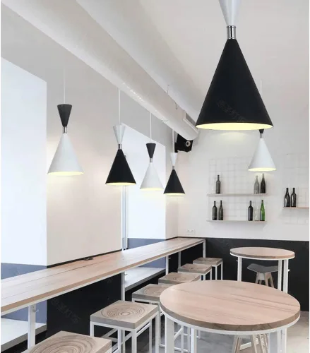 Miniatura 6 de Lámpara colgante moderna con forma de reloj de arena, lámpara colgante de pantalla de metal negro, lámpara industrial única para bar, entrada