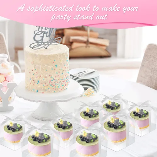 Miniatura 4 de Thenshop 50 cajas transparentes para cupcakes individuales de 3.5 pulgadas, contenedores de plástico individuales para cupcakes con insertos y Blanco